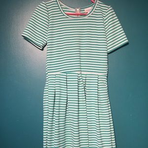 Lularoe Kelly Green and White Striped Dress M